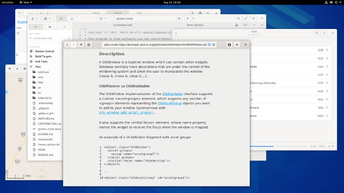 Applications running on GNOME 3.38